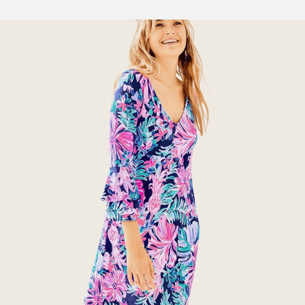 Lilly Pulitzer Raina Dress With 3/4 Sleeves